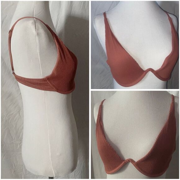 Garage, Dark Mauve/Blush, Plunging, V Neck, Wired Bikini Top - Picture 11 of 12